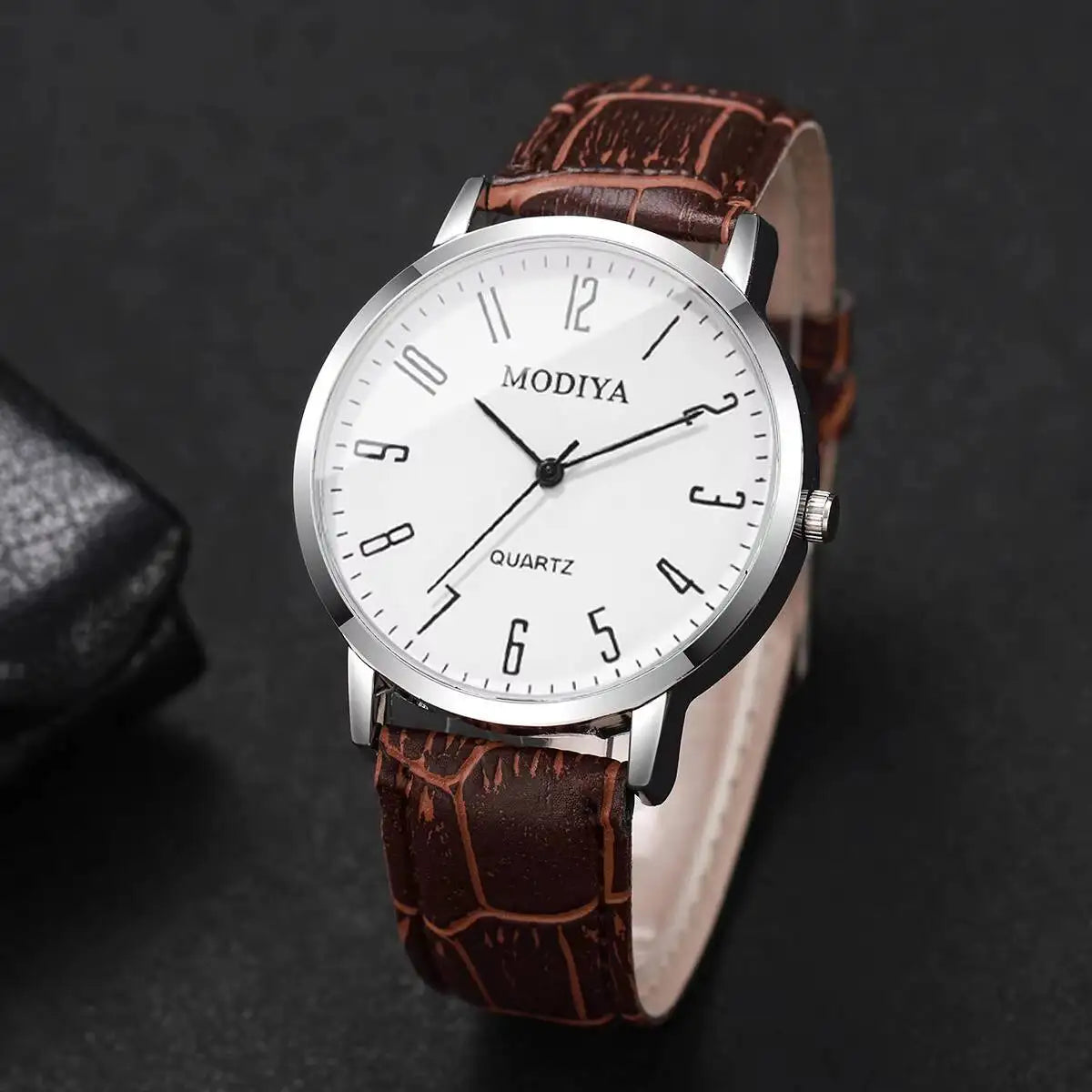 3PCS/Set Fashio Arabic Dial Men Business Watches Casual Leather Strap Quartz Wristwatches Reloj Hombre（Without Box）