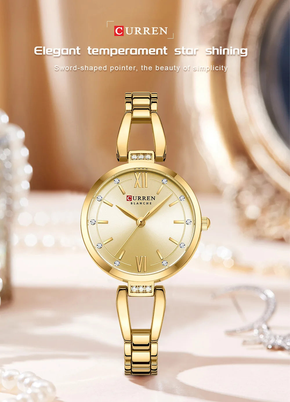 CURREN 9092 Elegant Ladies Quartz Watch Classic Fashion Women Clock Waterproof Stainless Steel Business Casual Women's Watches