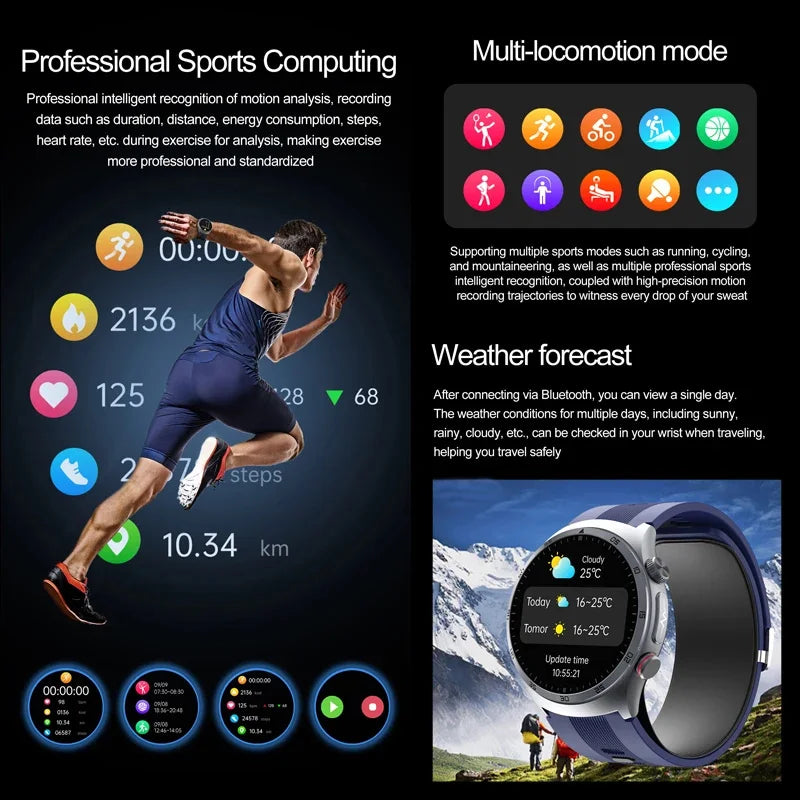 New AI Diagosis ECG Health Smart Watch Men Blood Pressure Lipid Uric Acid NFC Air Pump Airbag Health Smartwatches For men Women