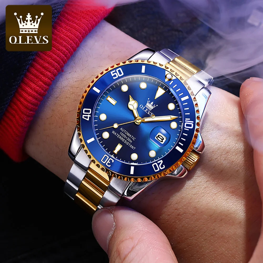OLEVS 6650 Men Watch Top Original Luxury Automatic Mechanical Watch HD Rotating bezel Diving Watch Hot selling Brand Men Watch