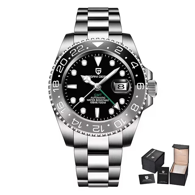 PAGANI DESIGN Men Watch GMT40mm Mechanical Watch Top Brand Sapphire Glass Stainless Steel Waterproof Clock RelogioMasculino gift
