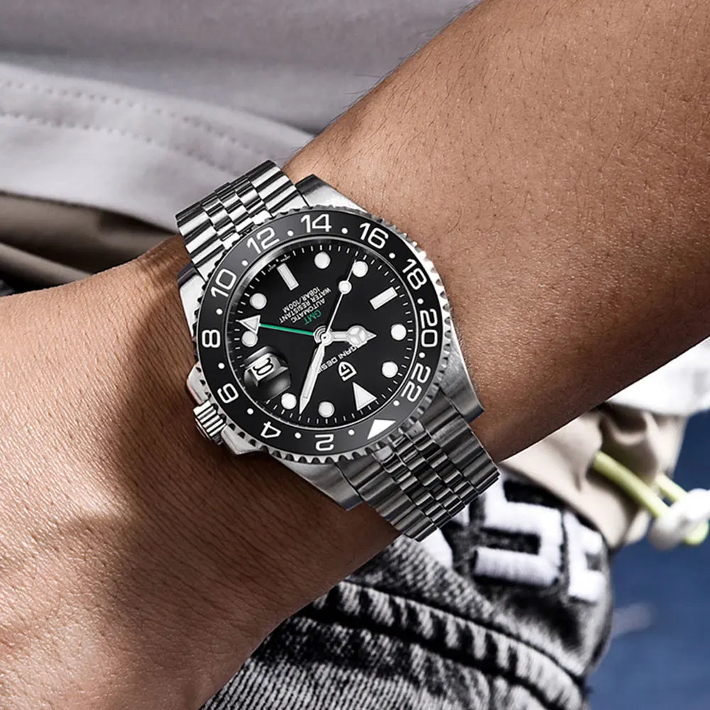 PAGANI DESIGN Men Watch GMT40mm Mechanical Watch Top Brand Sapphire Glass Stainless Steel Waterproof Clock RelogioMasculino gift