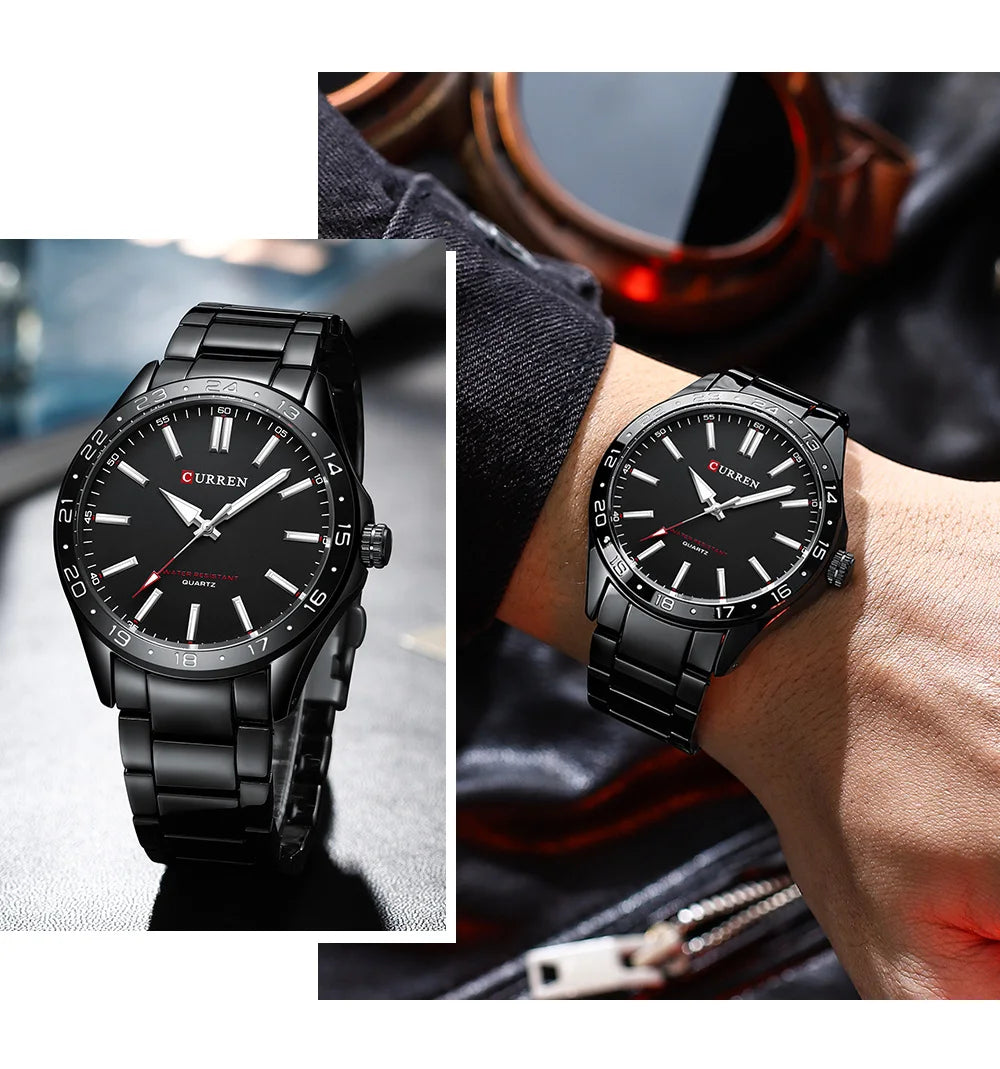 CURREN 8452 Brand Quartz Watches for Men Elegant Simple Luminous Dial Waterproof Stainless Steel Strap Business Men's Wristwatch