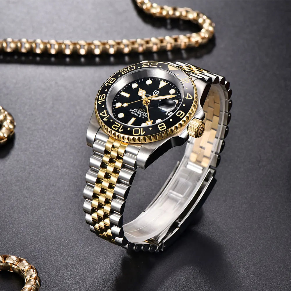 PAGANI DESIGN Men Watch GMT40mm Mechanical Watch Top Brand Sapphire Glass Stainless Steel Waterproof Clock RelogioMasculino gift