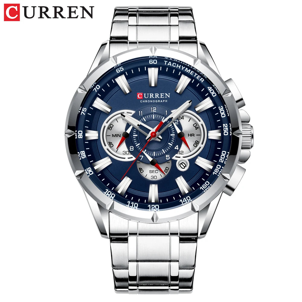 Curren 8363 Men Watch Business Casual Fashion Wristwatch 6-Hand Chronograph Quartz Luxury Relogio Masculino