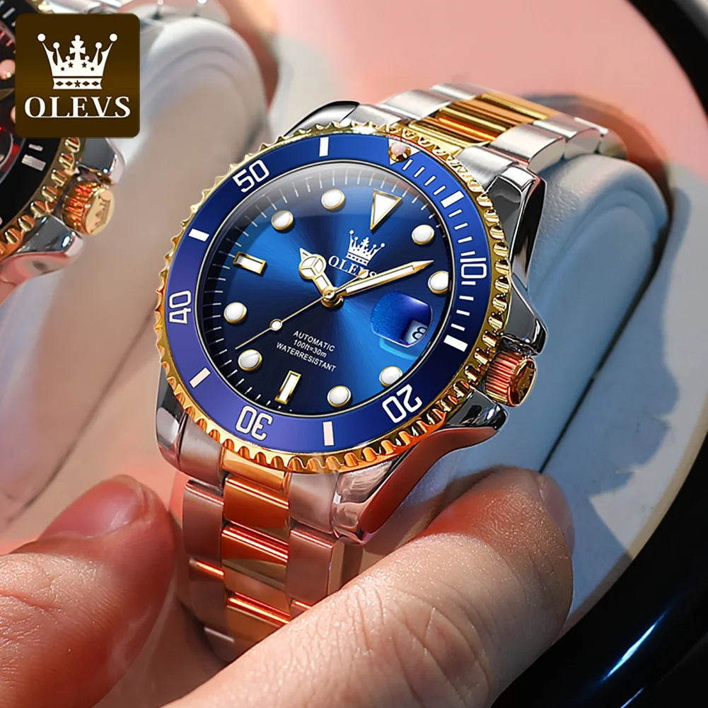 OLEVS 6650 Men Watch Top Original Luxury Automatic Mechanical Watch HD Rotating bezel Diving Watch Hot selling Brand Men Watch