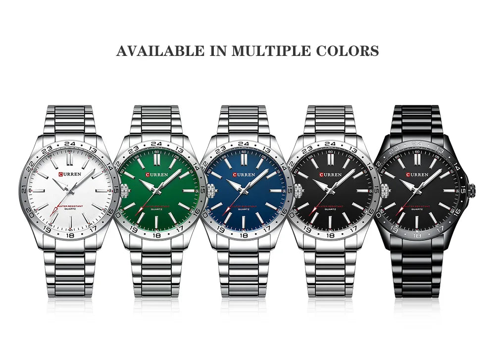 CURREN 8452 Brand Quartz Watches for Men Elegant Simple Luminous Dial Waterproof Stainless Steel Strap Business Men's Wristwatch