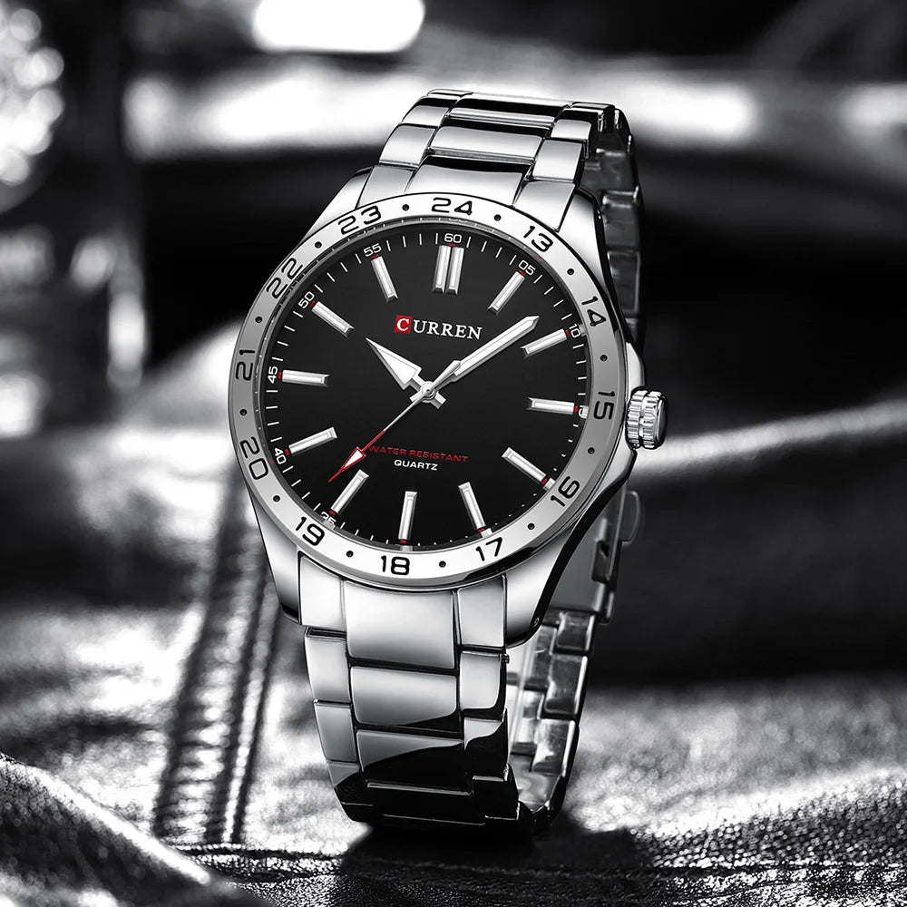 CURREN 8452 Brand Quartz Watches for Men Elegant Simple Luminous Dial Waterproof Stainless Steel Strap Business Men's Wristwatch