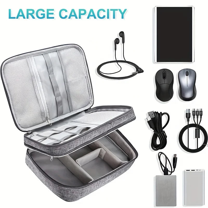 Rolling Zippered Organizer Bag - Durable, Large Capacity with Telescoping Handle & Smooth Wheels, Ideal for Cables & More