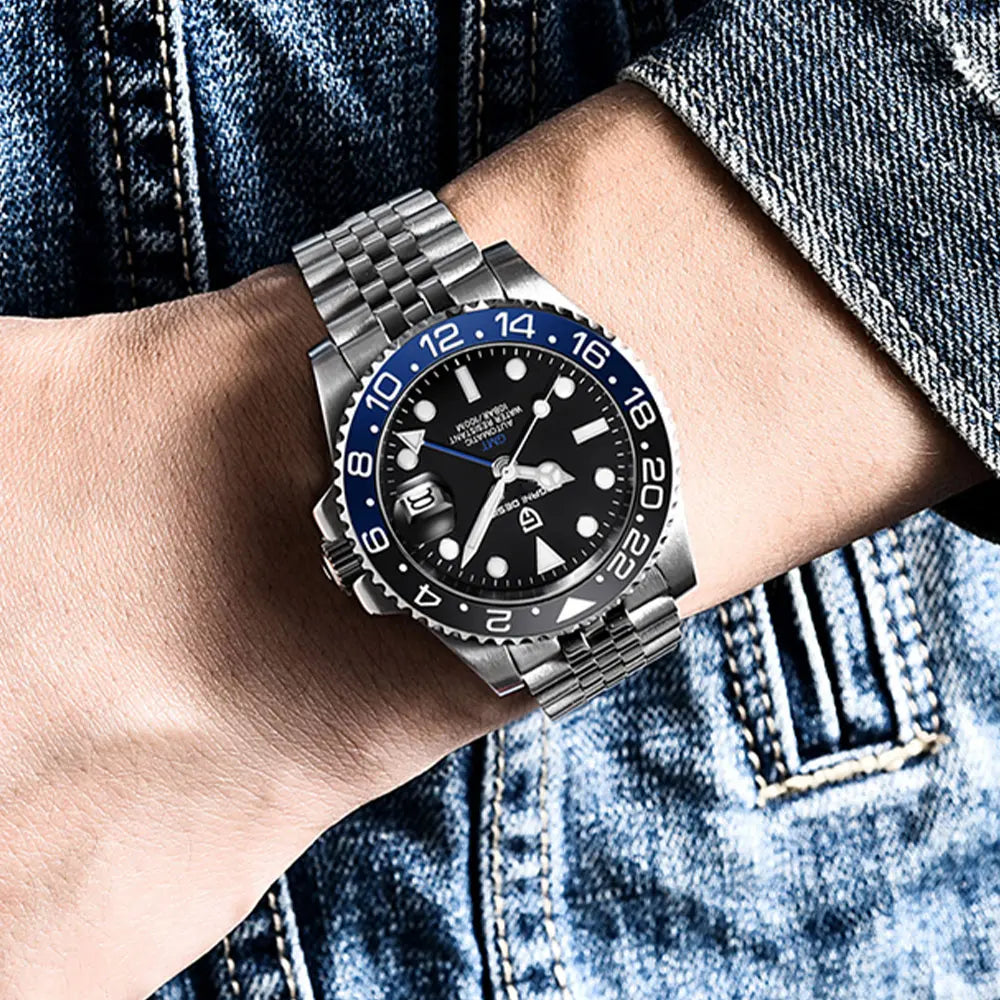 PAGANI DESIGN Men Watch GMT40mm Mechanical Watch Top Brand Sapphire Glass Stainless Steel Waterproof Clock RelogioMasculino gift