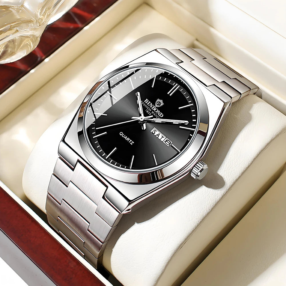 New Gifts Casual Business Golden Clock Men Luxury Watch Automatic Watches Mens Fashion Quartz Wristwatches Relogio Masculino