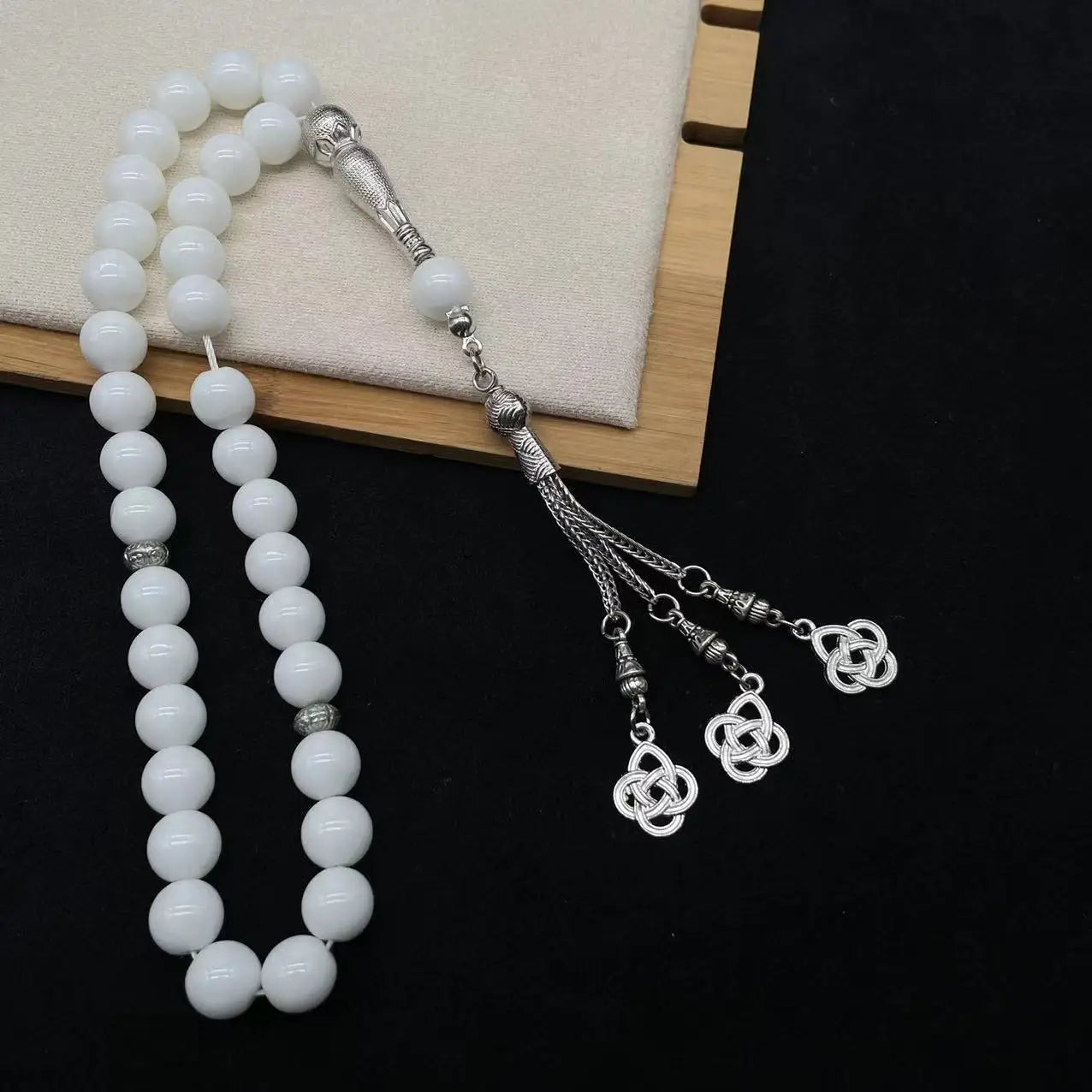 33pcs 10mm Porcelain Glass Rosary Muslim Prayer Hand String Tassel Pendant Islamic Middle East Uae Dubai Arab