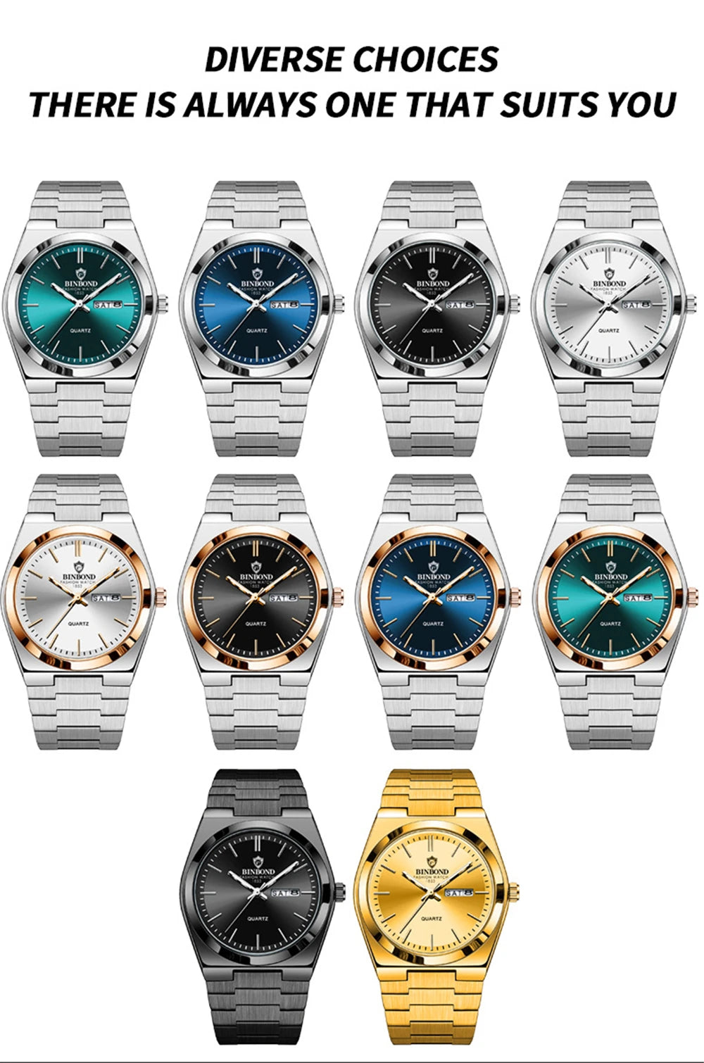 New Gifts Casual Business Golden Clock Men Luxury Watch Automatic Watches Mens Fashion Quartz Wristwatches Relogio Masculino