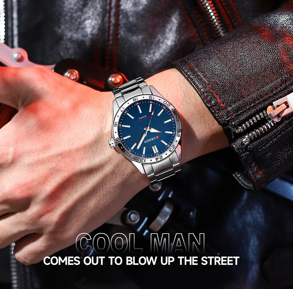 CURREN 8452 Brand Quartz Watches for Men Elegant Simple Luminous Dial Waterproof Stainless Steel Strap Business Men's Wristwatch