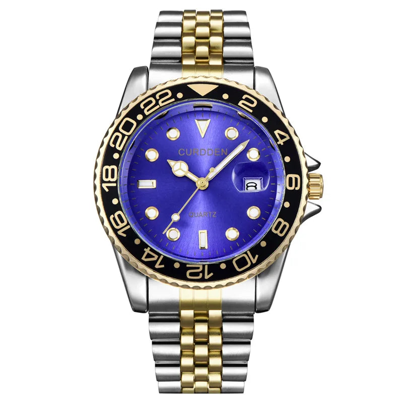 Men CURDDEN Brand Watches Students Fashion Casual Full Steel Band Date Simple Quartz Vintage Watch Golden Relogio Masculino 2024