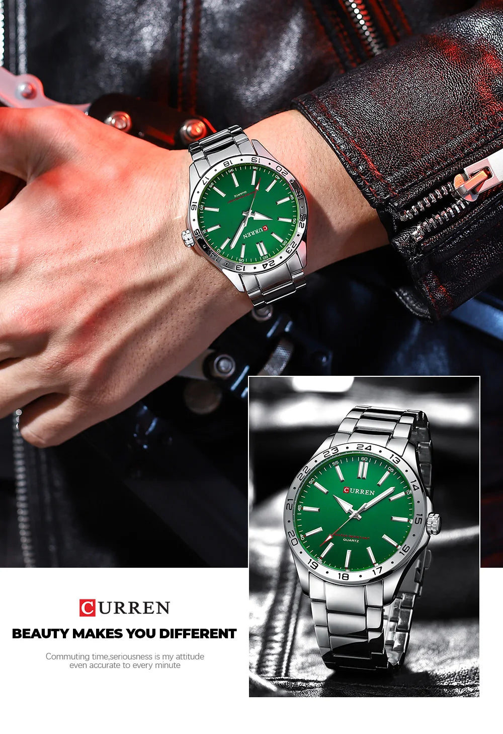 CURREN 8452 Brand Quartz Watches for Men Elegant Simple Luminous Dial Waterproof Stainless Steel Strap Business Men's Wristwatch