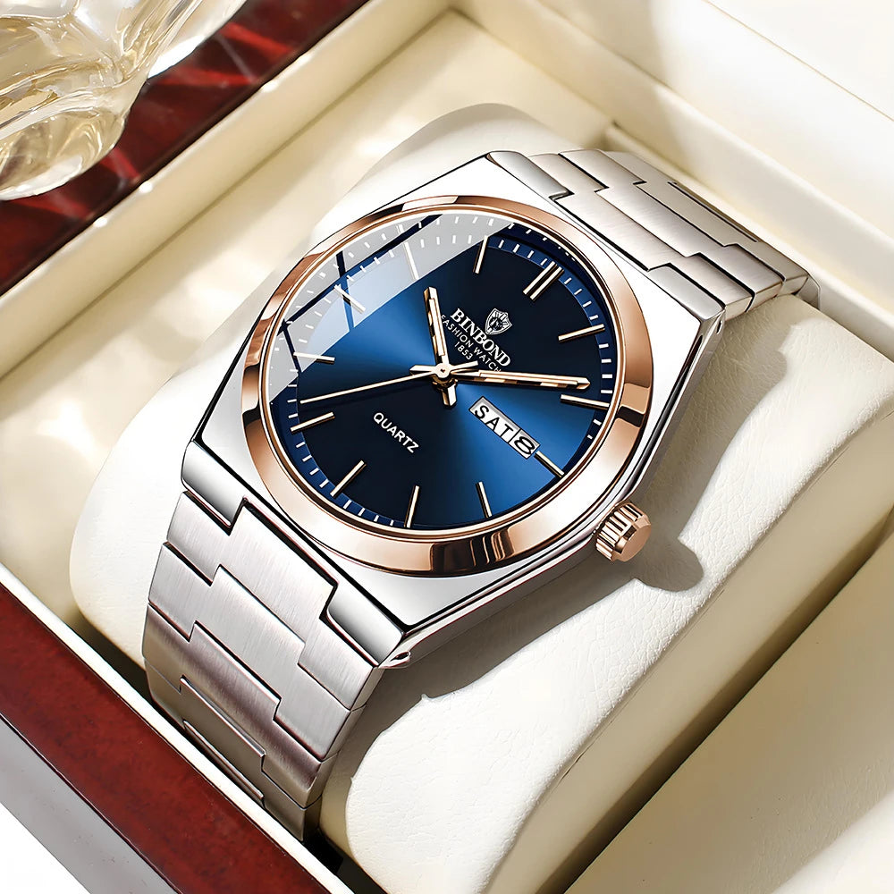 New Gifts Casual Business Golden Clock Men Luxury Watch Automatic Watches Mens Fashion Quartz Wristwatches Relogio Masculino