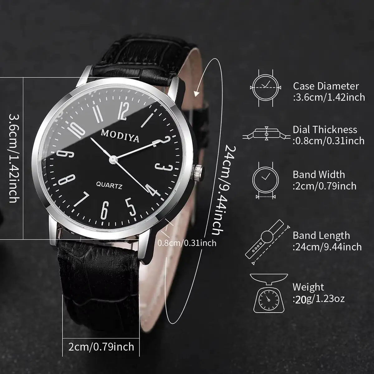 3PCS/Set Fashio Arabic Dial Men Business Watches Casual Leather Strap Quartz Wristwatches Reloj Hombre（Without Box）