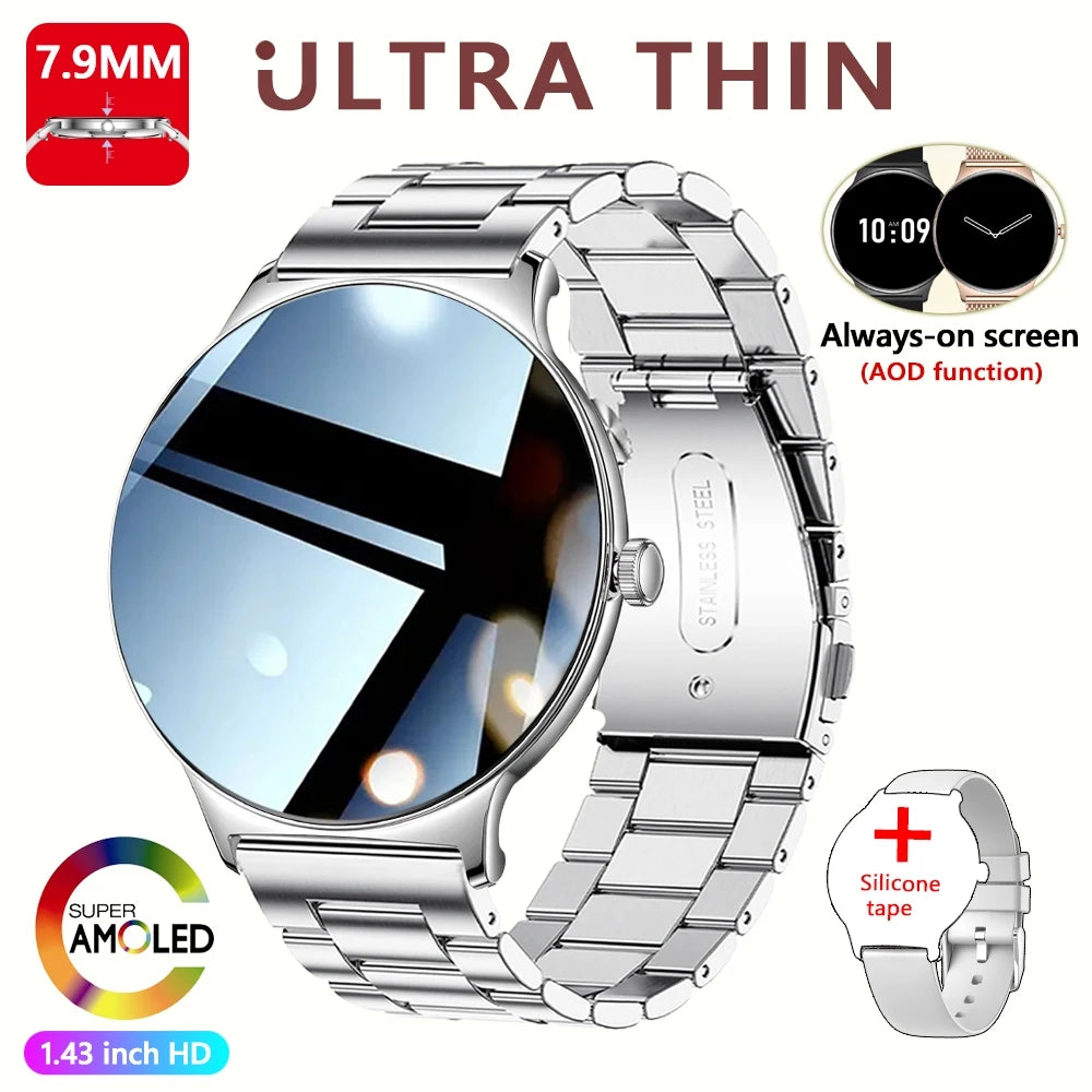 For Huawei New Ultra Slim AMOLED Smart Watch Women Screen Always Display Time Heart Rate BT Calling High-end Fashion Smartwatch
