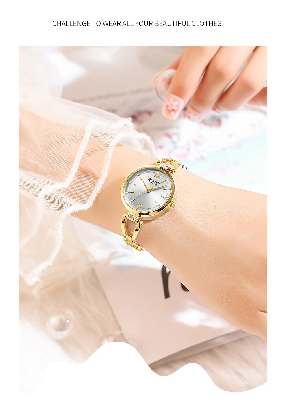 CURREN 9092 Elegant Ladies Quartz Watch Classic Fashion Women Clock Waterproof Stainless Steel Business Casual Women's Watches
