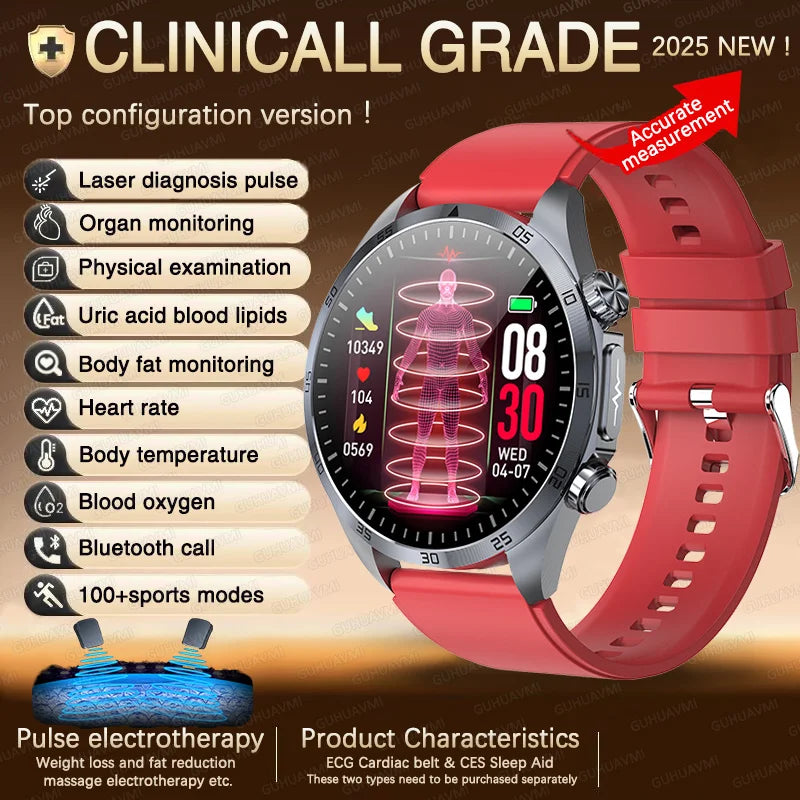 2025 Laser Pulse Uric Acid Blood Fat Nursing Smart Watch Men Body Fat Blood pressure ECG+PPG Sleep aid For Xiaomi Health Watch