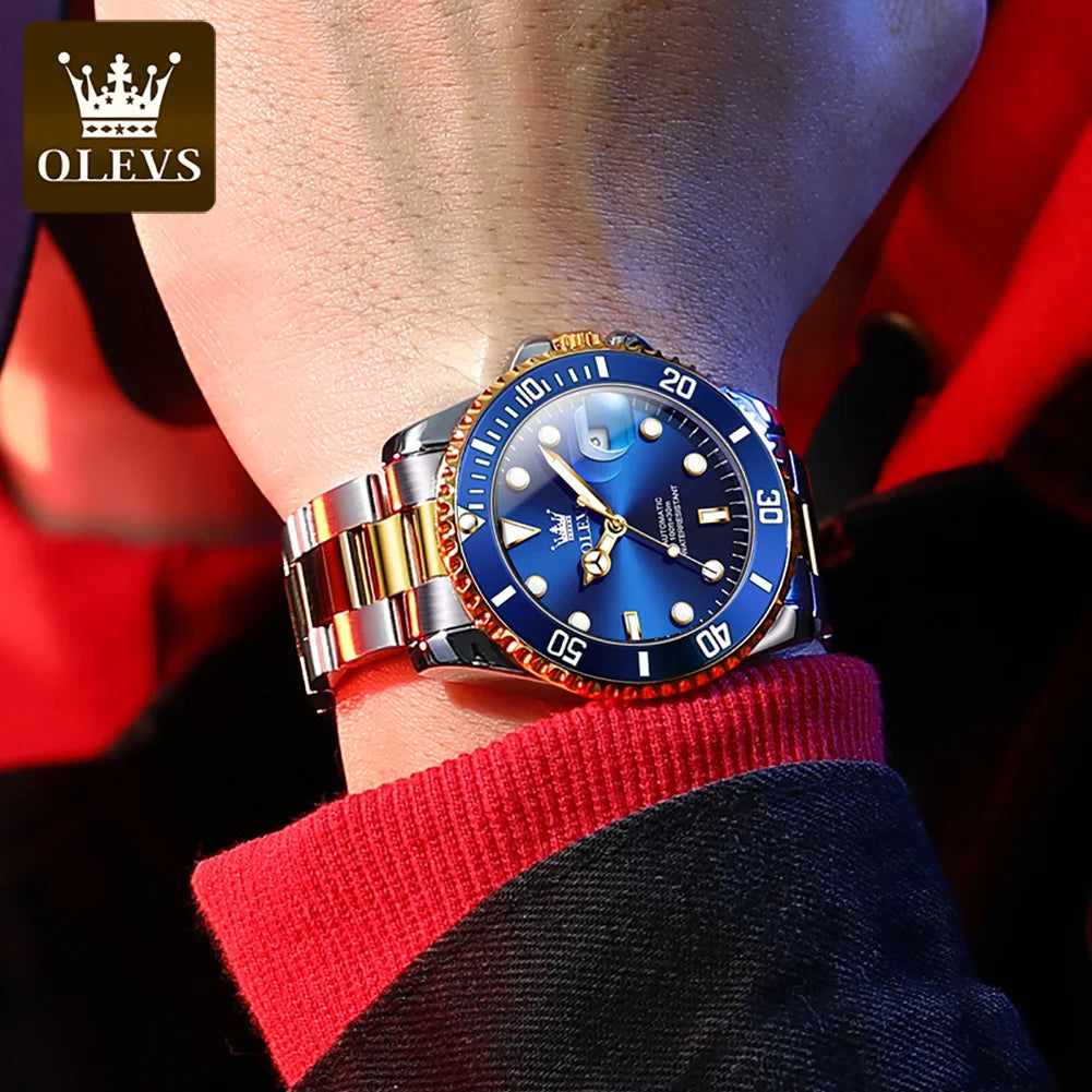 OLEVS 6650 Men Watch Top Original Luxury Automatic Mechanical Watch HD Rotating bezel Diving Watch Hot selling Brand Men Watch