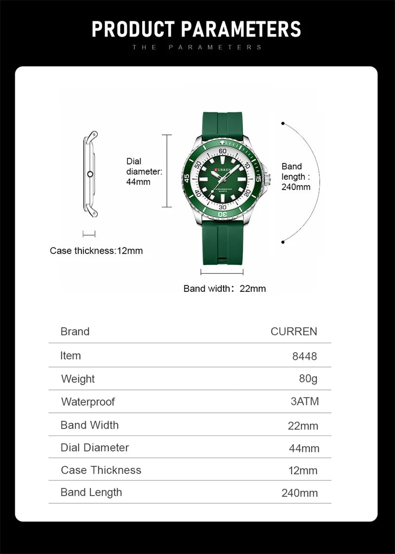 Curren 8448 Male reloj hombre lujo alta gama quartz Wristwatch Sport Waterproof Simple Men's Watch Luminous часы мужские