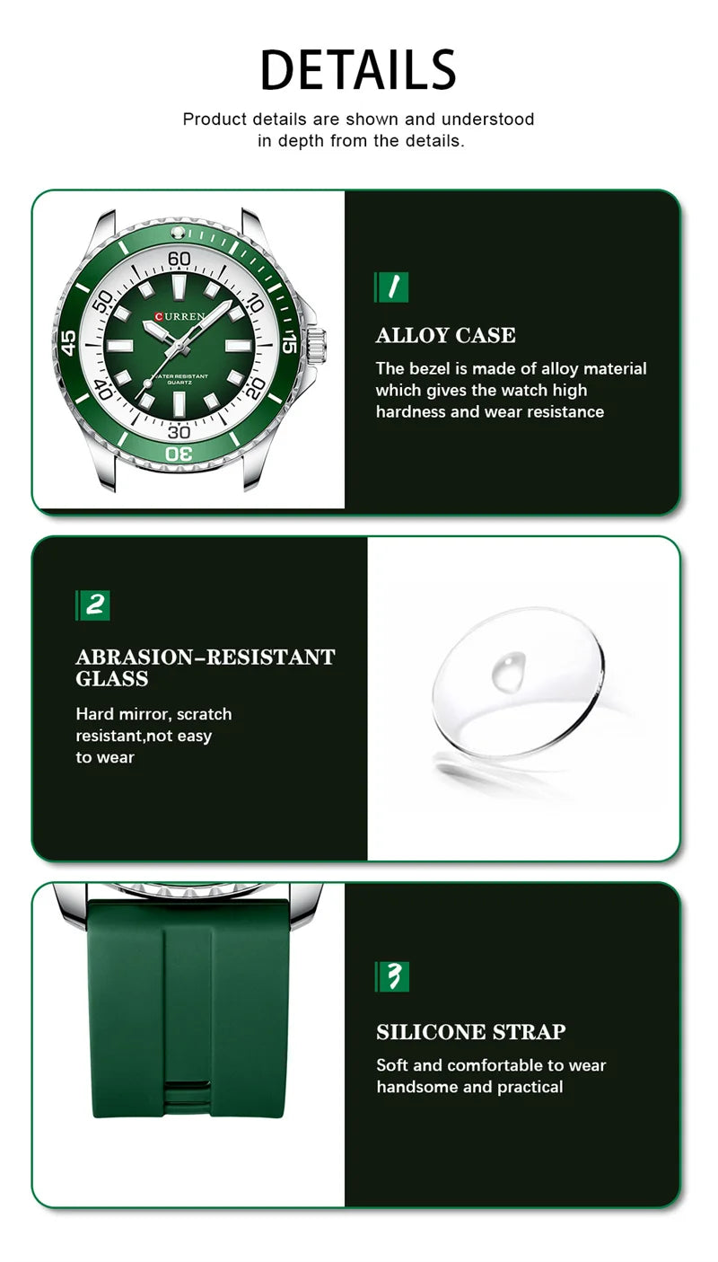 Curren 8448 Male reloj hombre lujo alta gama quartz Wristwatch Sport Waterproof Simple Men's Watch Luminous часы мужские