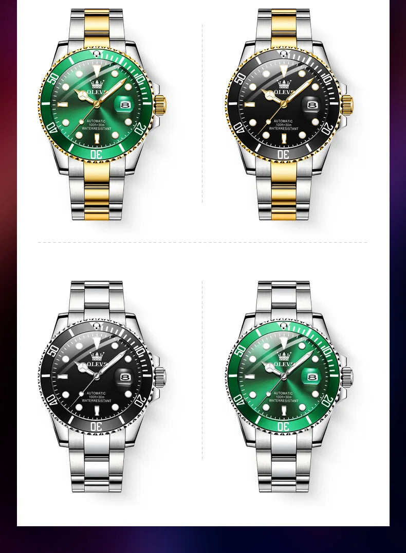 OLEVS 6650 Men Watch Top Original Luxury Automatic Mechanical Watch HD Rotating bezel Diving Watch Hot selling Brand Men Watch