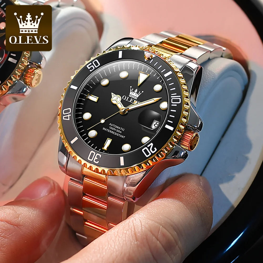 OLEVS 6650 Men Watch Top Original Luxury Automatic Mechanical Watch HD Rotating bezel Diving Watch Hot selling Brand Men Watch