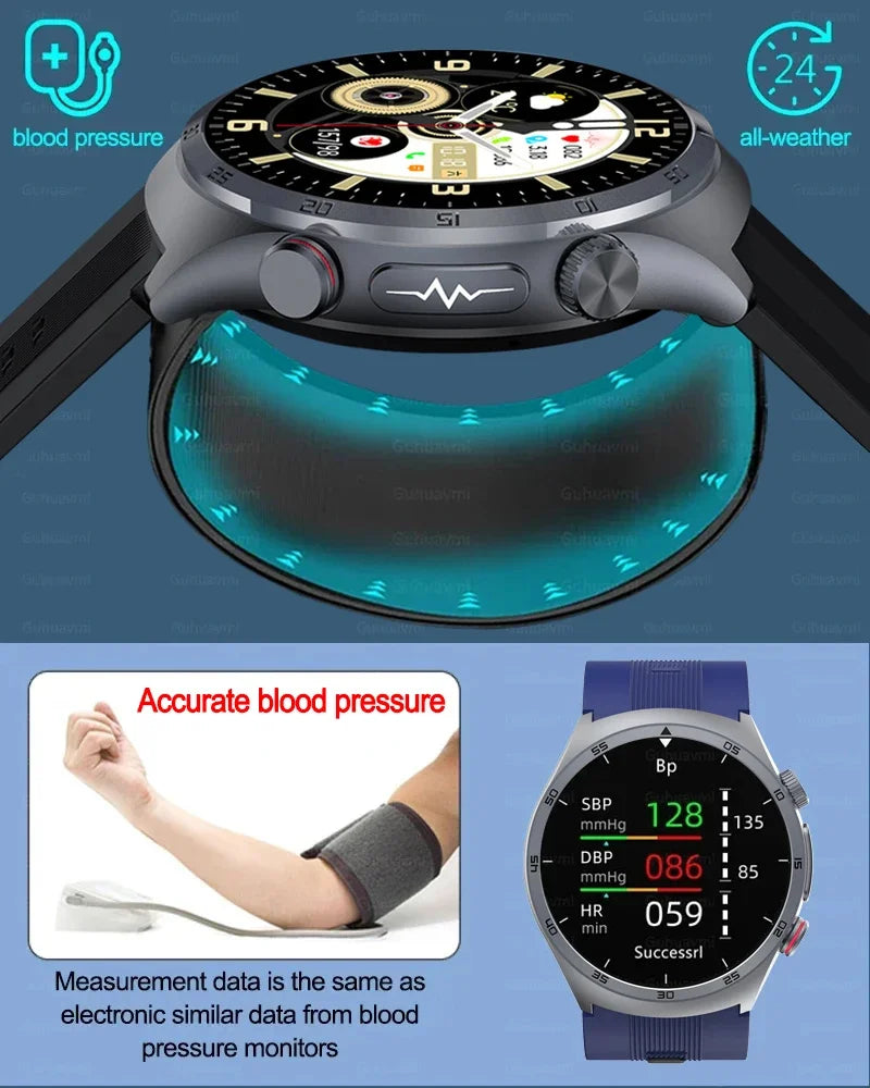 New AI Diagosis ECG Health Smart Watch Men Blood Pressure Lipid Uric Acid NFC Air Pump Airbag Health Smartwatches For men Women
