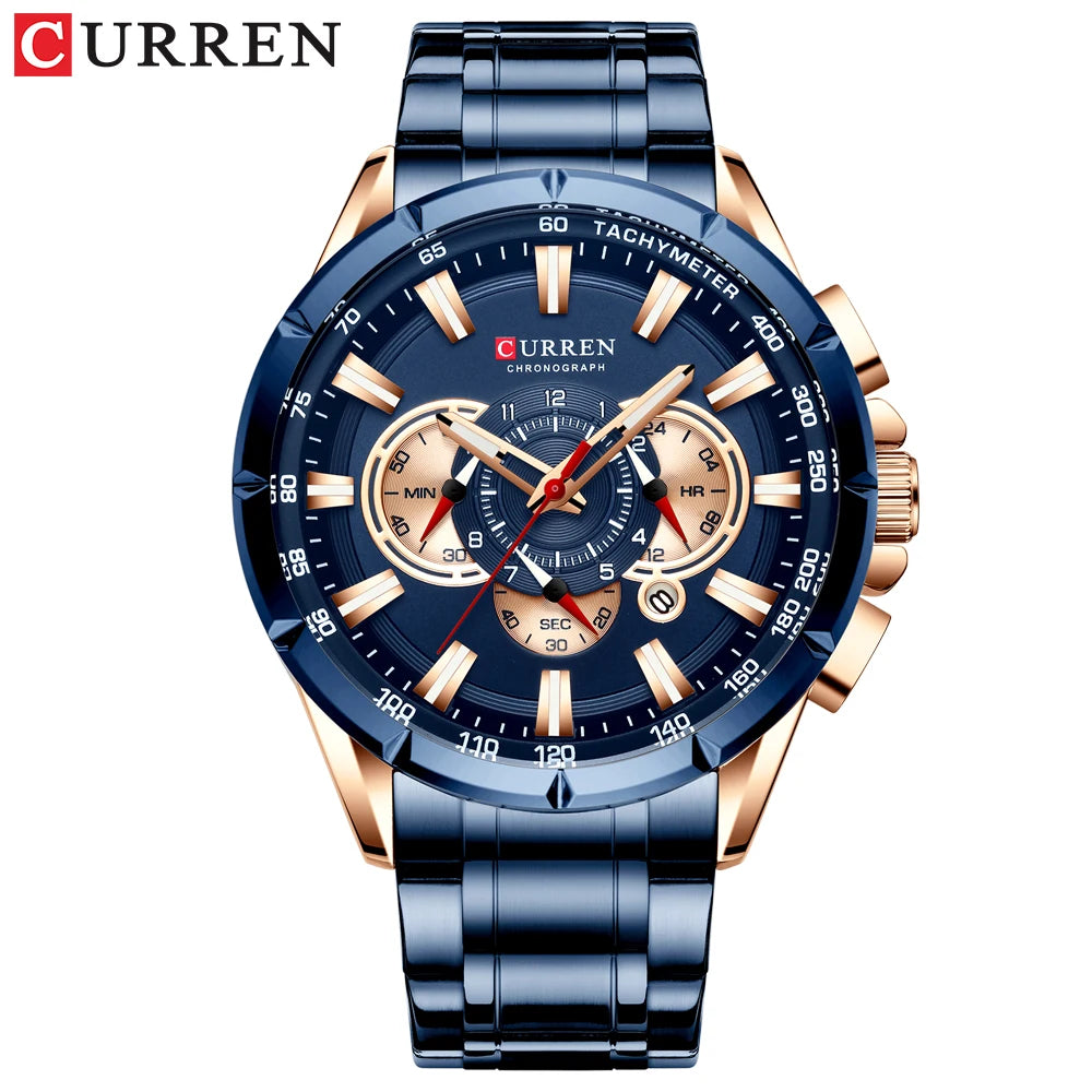 Curren 8363 Men Watch Business Casual Fashion Wristwatch 6-Hand Chronograph Quartz Luxury Relogio Masculino