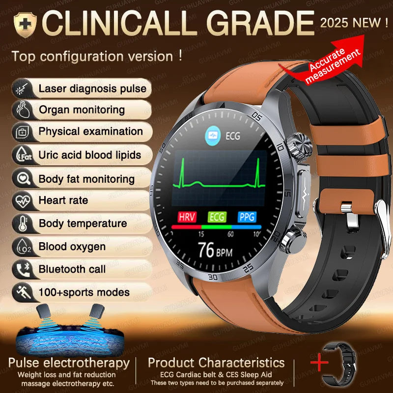 2025 Laser Pulse Uric Acid Blood Fat Nursing Smart Watch Men Body Fat Blood pressure ECG+PPG Sleep aid For Xiaomi Health Watch