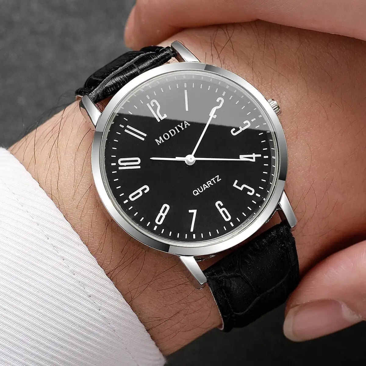 3PCS/Set Fashio Arabic Dial Men Business Watches Casual Leather Strap Quartz Wristwatches Reloj Hombre（Without Box）