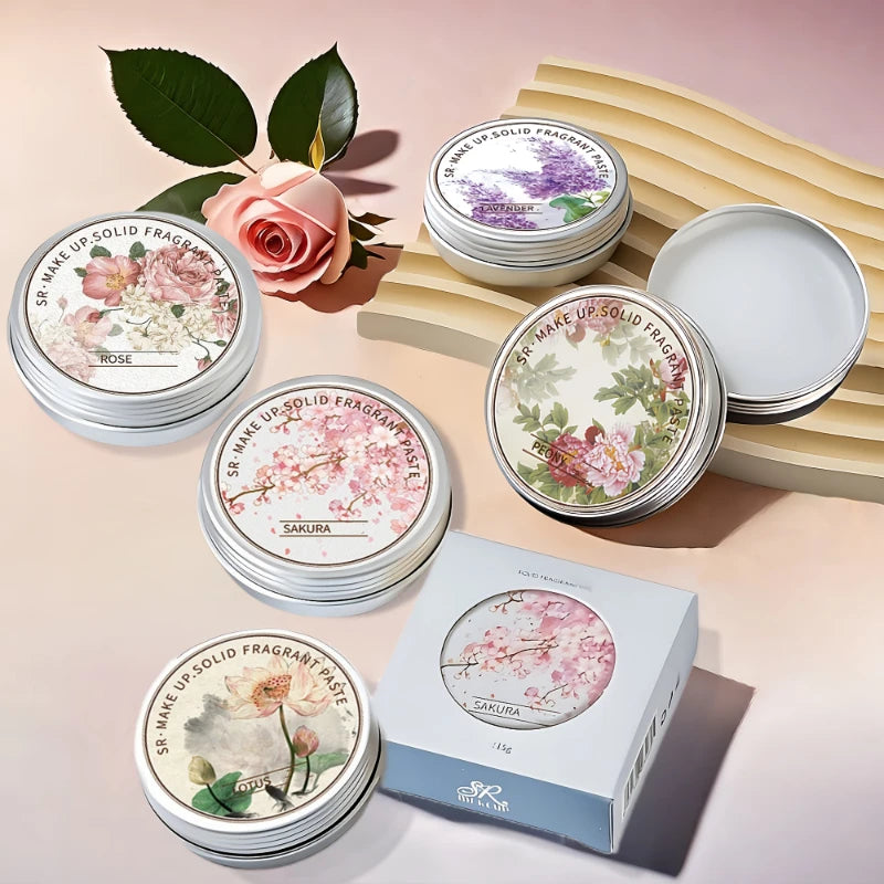Women's Portable Solid Perfume Balm 15g,Rose, Peony,for Lotus,Lavender Scents-Fresh floral Lasting Fragrance for Dating & Daily