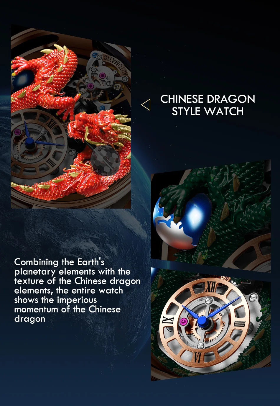 2024 PINDU New Men's Watch Traditional Handmade Dragon Quartz Watch Curved Mirror Fully Transparent Design Watch+Box