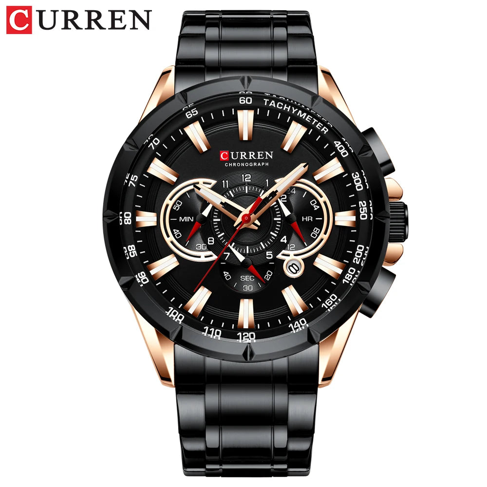 Curren 8363 Men Watch Business Casual Fashion Wristwatch 6-Hand Chronograph Quartz Luxury Relogio Masculino