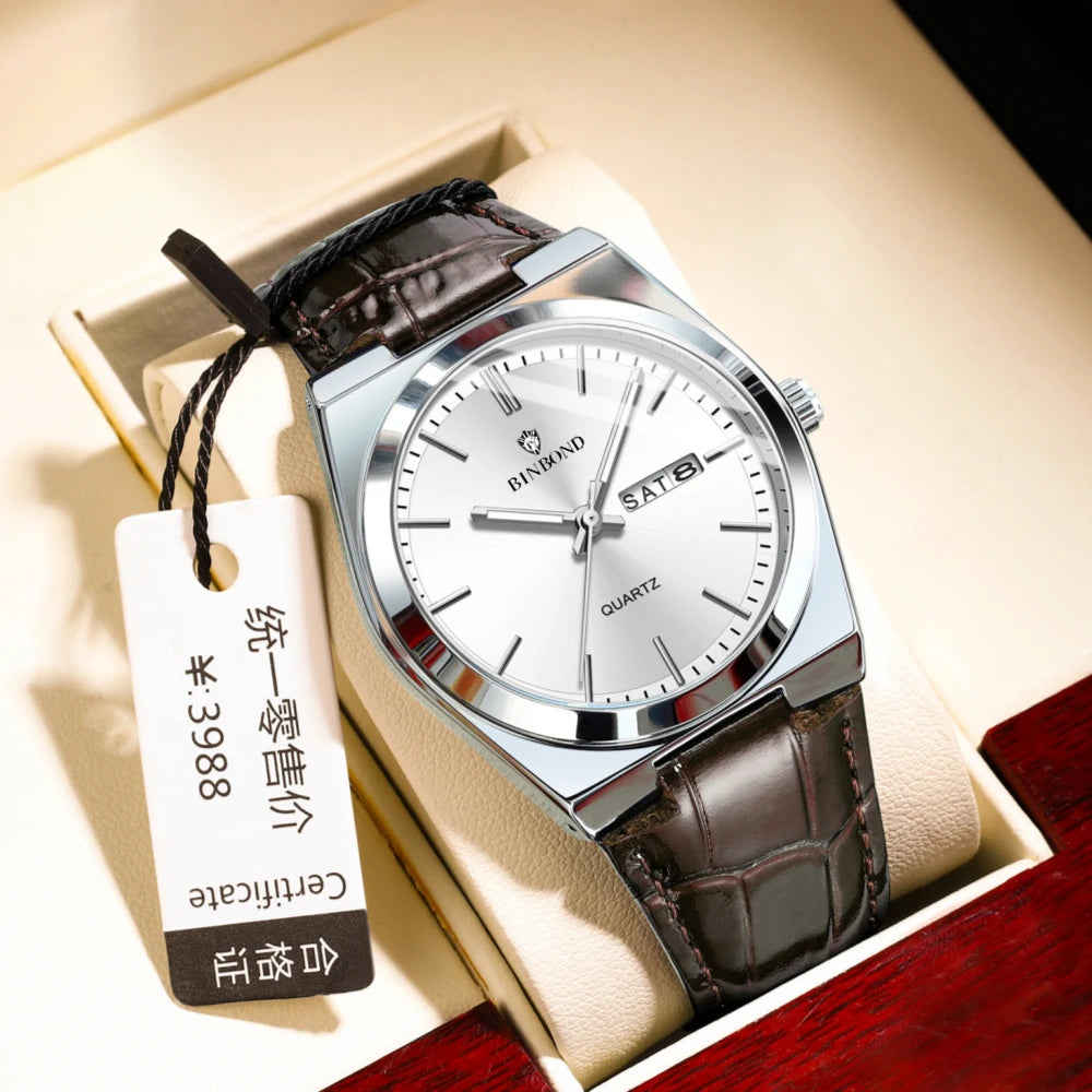 New Gifts Casual Business Golden Clock Men Luxury Watch Automatic Watches Mens Fashion Quartz Wristwatches Relogio Masculino