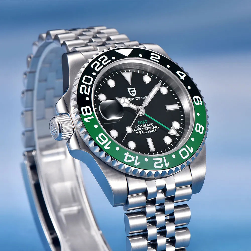 PAGANI DESIGN Men Watch GMT40mm Mechanical Watch Top Brand Sapphire Glass Stainless Steel Waterproof Clock RelogioMasculino gift