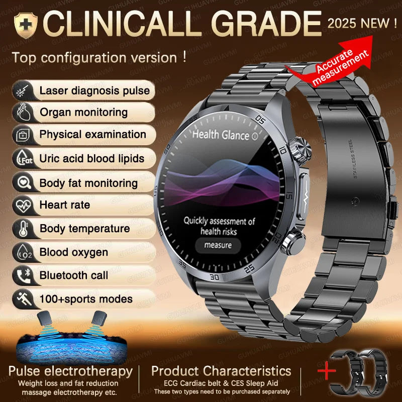 2025 Laser Pulse Uric Acid Blood Fat Nursing Smart Watch Men Body Fat Blood pressure ECG+PPG Sleep aid For Xiaomi Health Watch