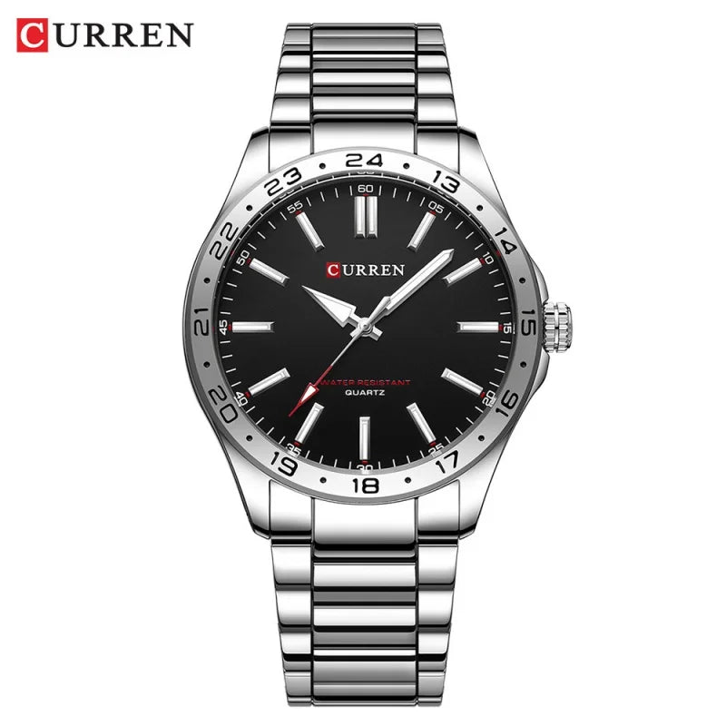 CURREN 8452 Brand Quartz Watches for Men Elegant Simple Luminous Dial Waterproof Stainless Steel Strap Business Men's Wristwatch