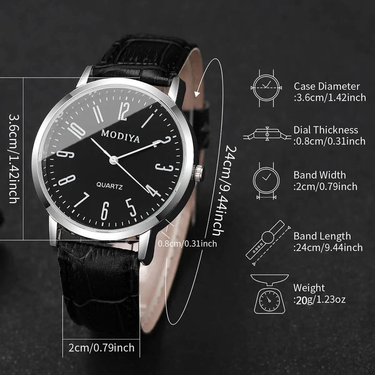 3PCS/Set Fashio Arabic Dial Men Business Watches Casual Leather Strap Quartz Wristwatches Reloj Hombre（Without Box）