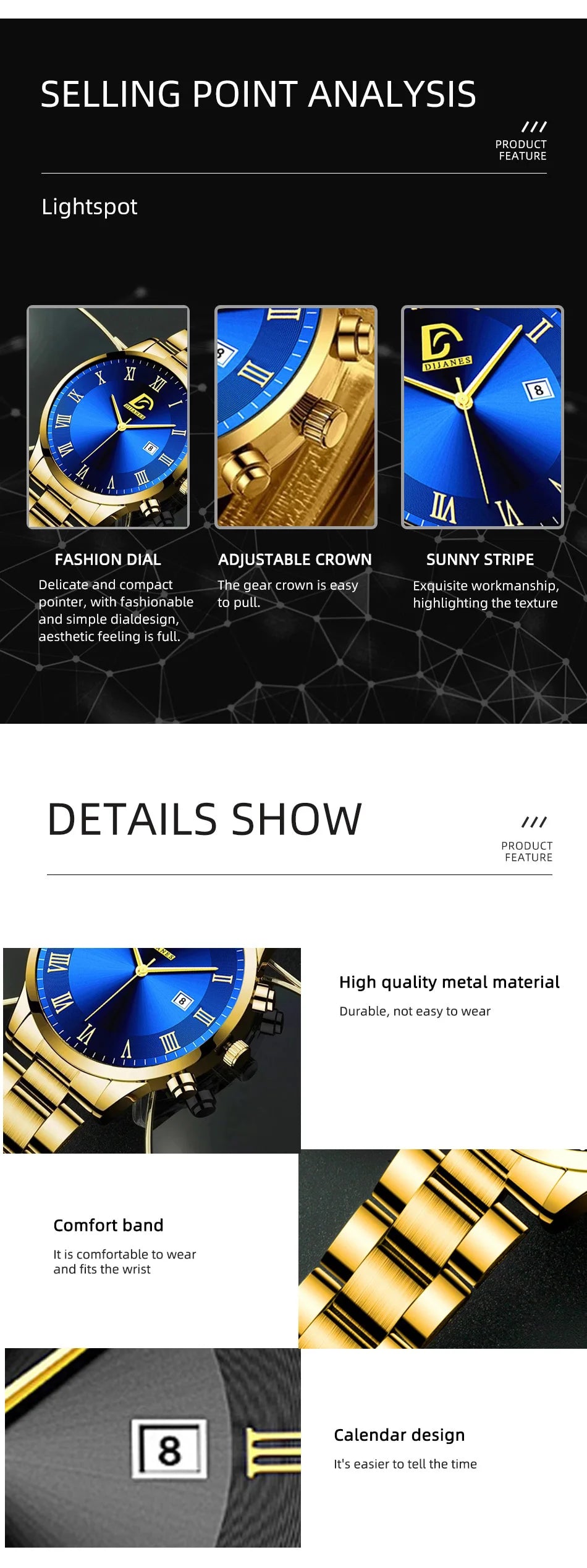 Fashion Mens Gold Watches Luxury Minimalist Quartz Wrist Watch Men Business Casual Calendar Watch Reloj Hombre