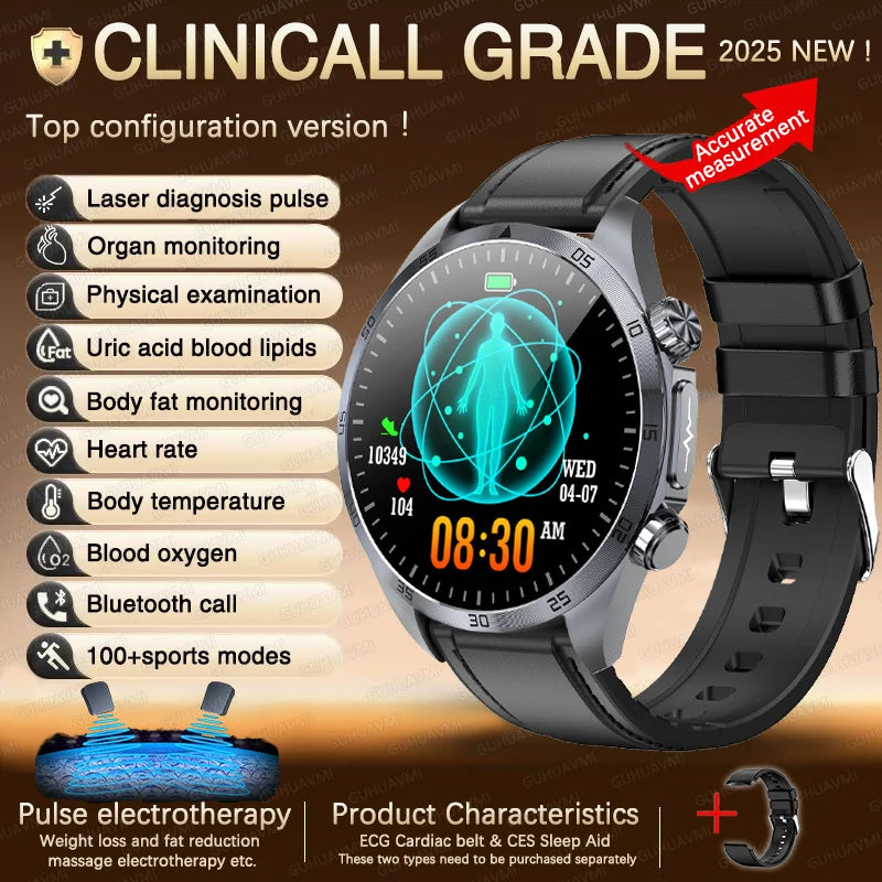 2025 Laser Pulse Uric Acid Blood Fat Nursing Smart Watch Men Body Fat Blood pressure ECG+PPG Sleep aid For Xiaomi Health Watch