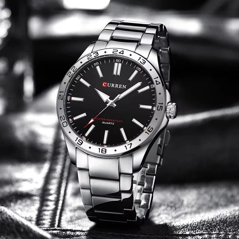 CURREN 8452 Brand Quartz Watches for Men Elegant Simple Luminous Dial Waterproof Stainless Steel Strap Business Men's Wristwatch