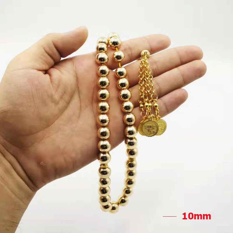 Natural Hematite Golden Tasbih tassel Gold prayer beads 33 66 99beads eyes tassels Rosary