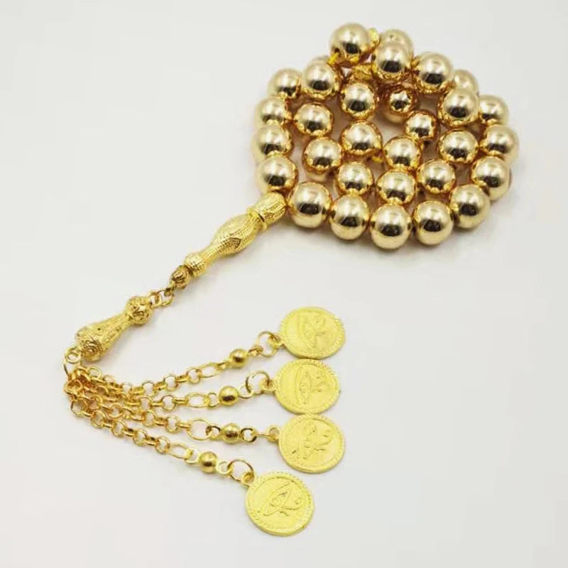 Natural Hematite Golden Tasbih tassel Gold prayer beads 33 66 99beads eyes tassels Rosary