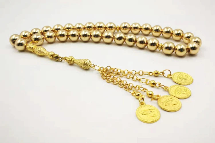 Natural Hematite Golden Tasbih tassel Gold prayer beads 33 66 99beads eyes tassels Rosary