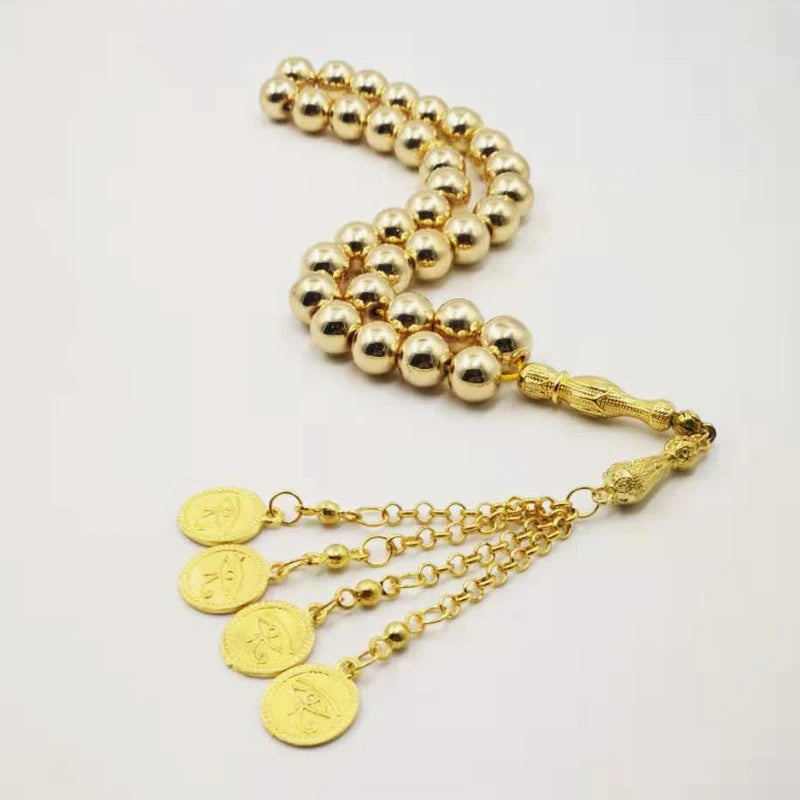 Natural Hematite Golden Tasbih tassel Gold prayer beads 33 66 99beads eyes tassels Rosary