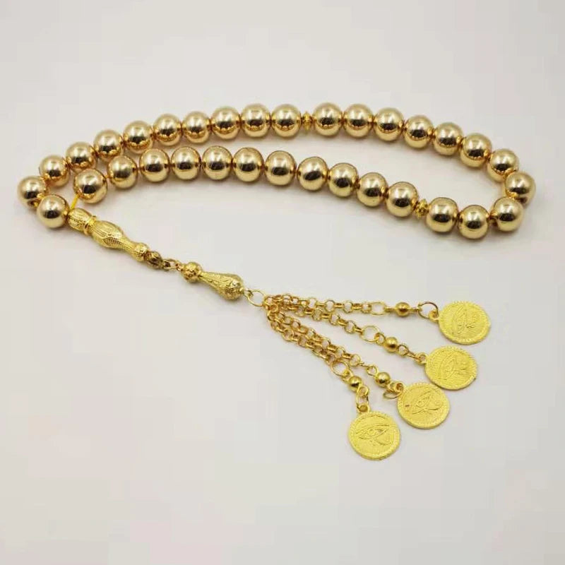 Natural Hematite Golden Tasbih tassel Gold prayer beads 33 66 99beads eyes tassels Rosary